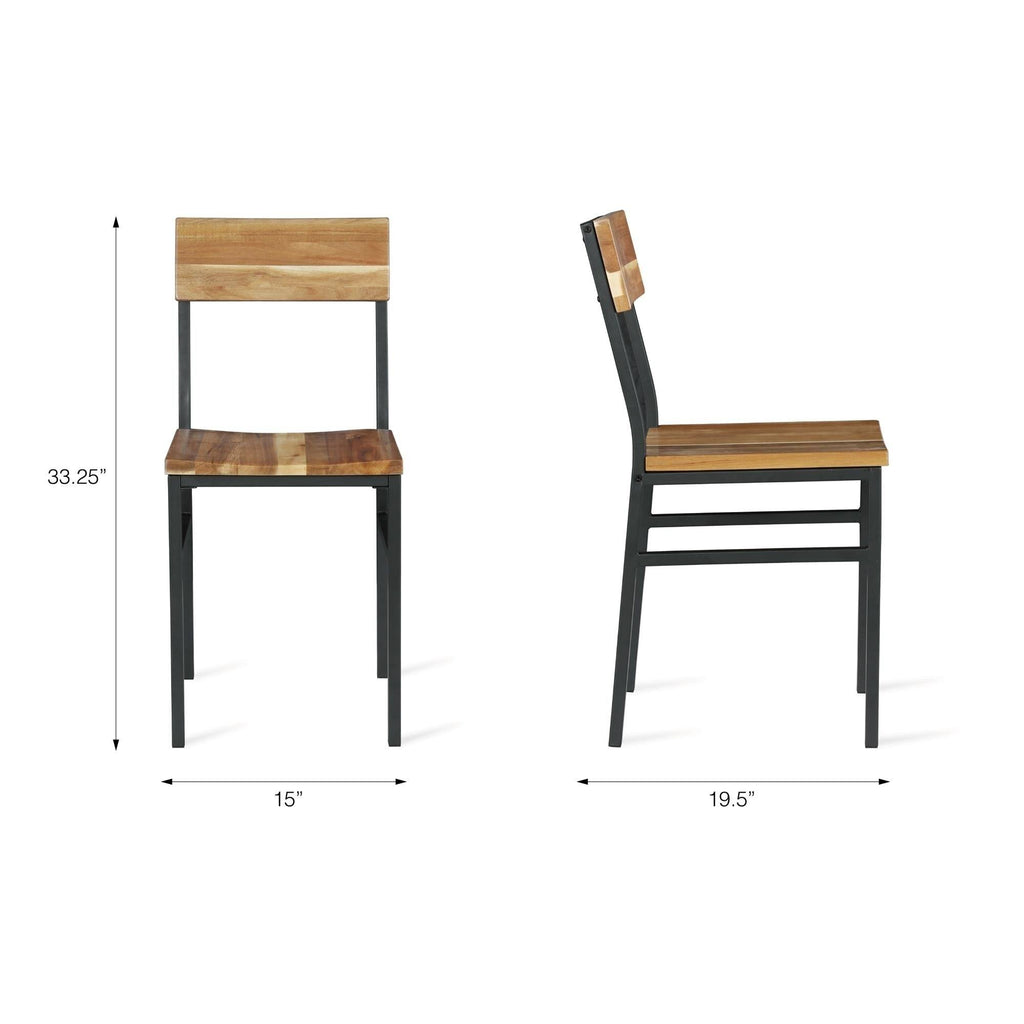 Natural Gray Wood and Metal Dining Chair (2-Pack) C148