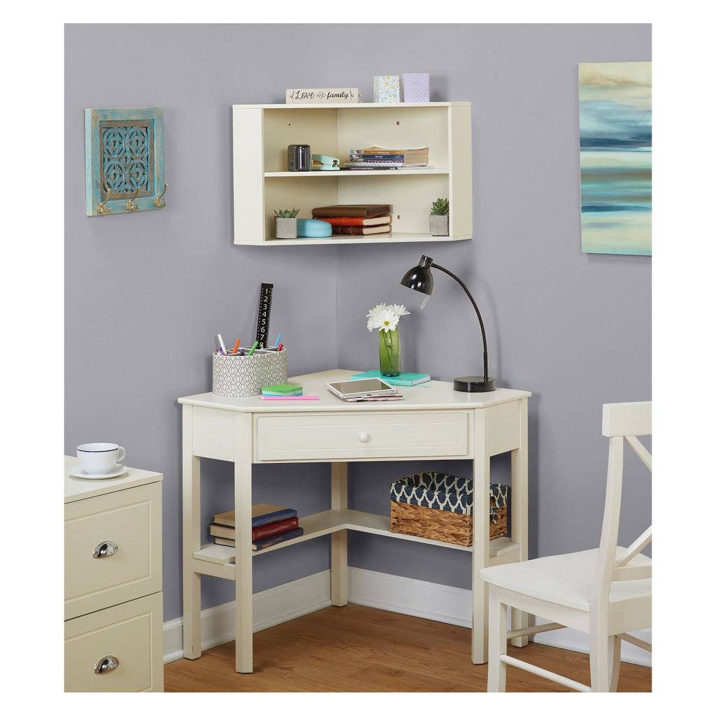 White Corner Desk with Hutch V678094