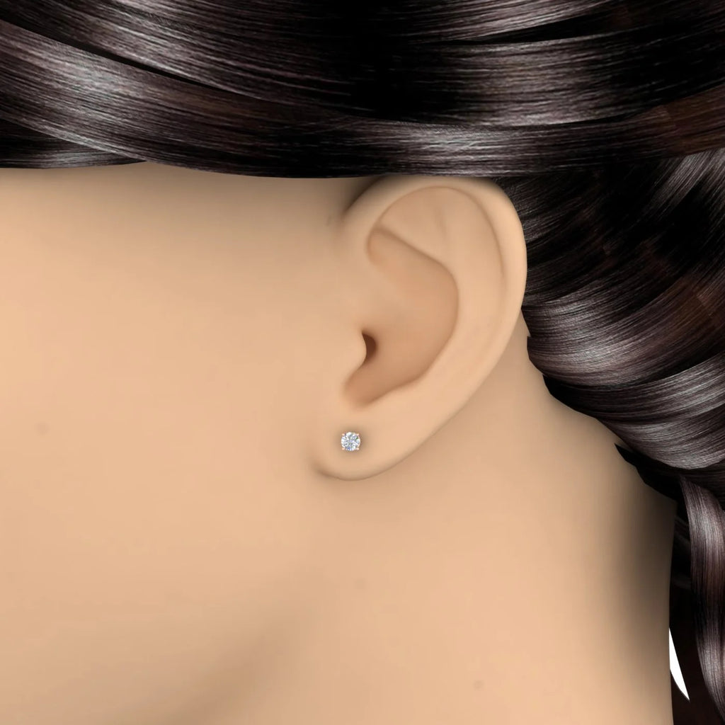 1/2 Carat Natural Round Diamond Stud Earrings in 14K Gold (Screw Back) X1926