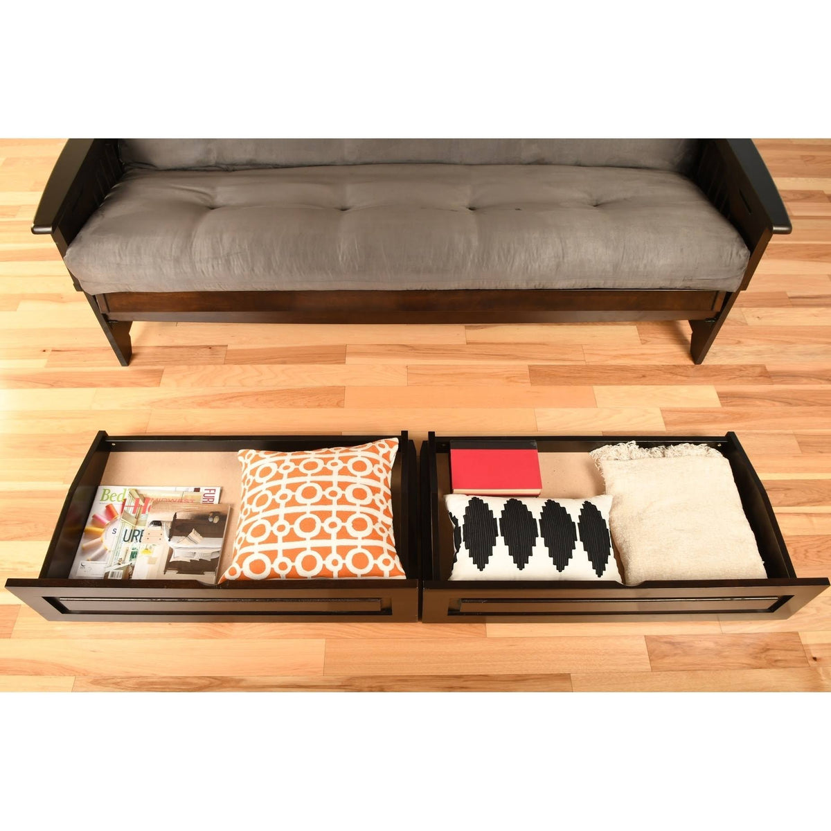 Espresso Full Size Futon Storage Drawers W62796