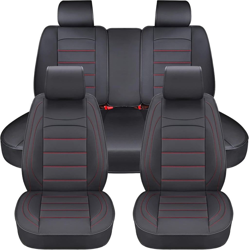 Black & Blue Leather Car Seat Covers 2Pcs Waterproof K641252