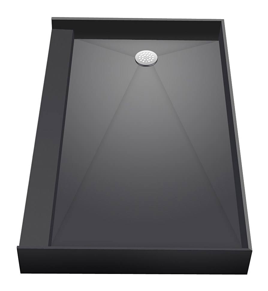 Black Single Curb Shower Pan with Left Drain J201