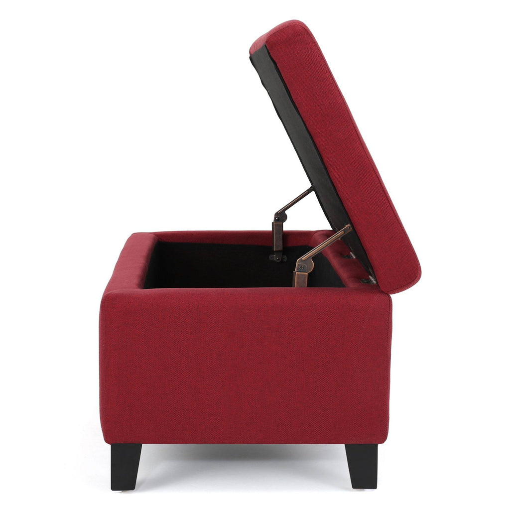 Red and Brown Rectangular Storage Ottoman X25529