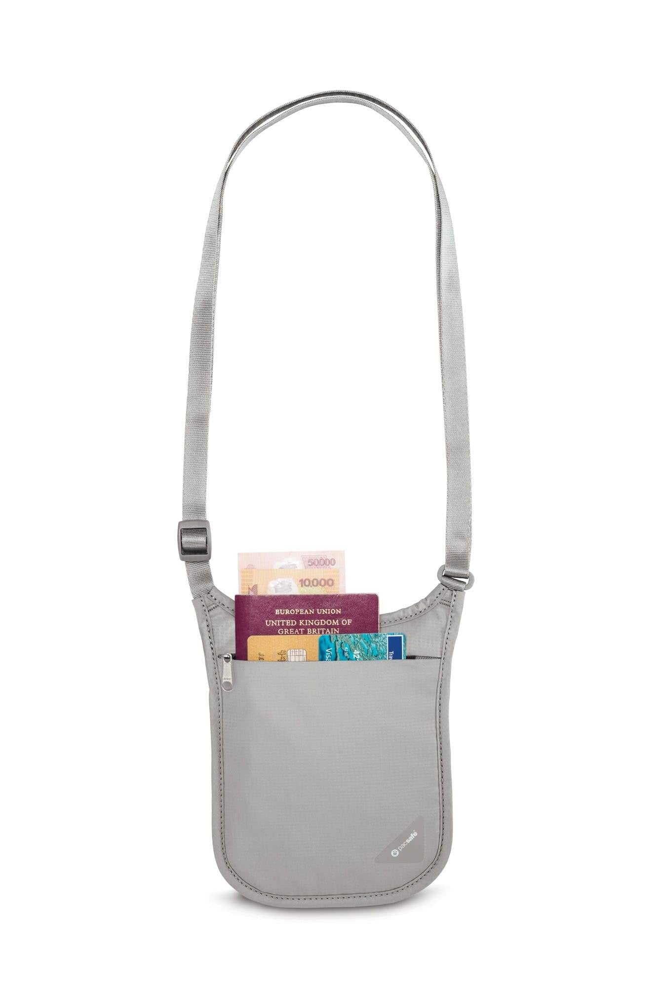 RFID Neck Pouch - Grey W814