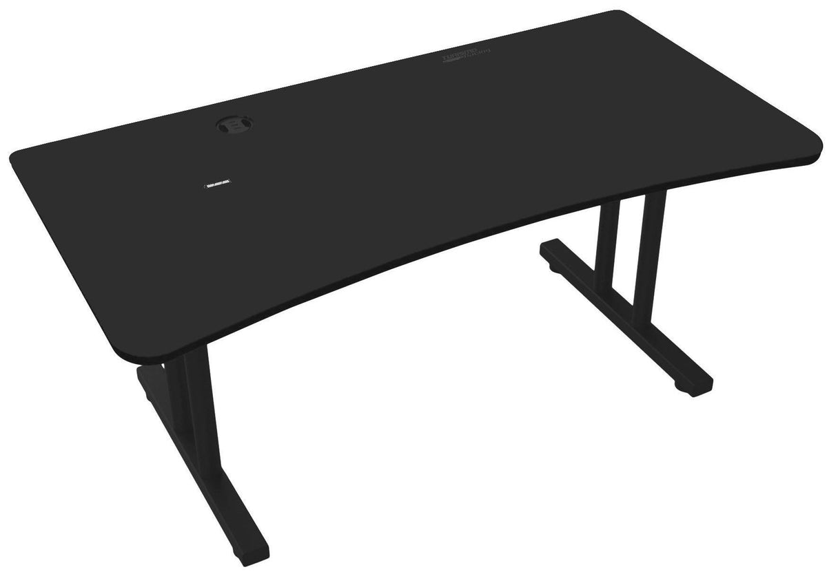 Black Gaming Desk with Infinity Mousepad and Built-in Cellphone Charger D4968