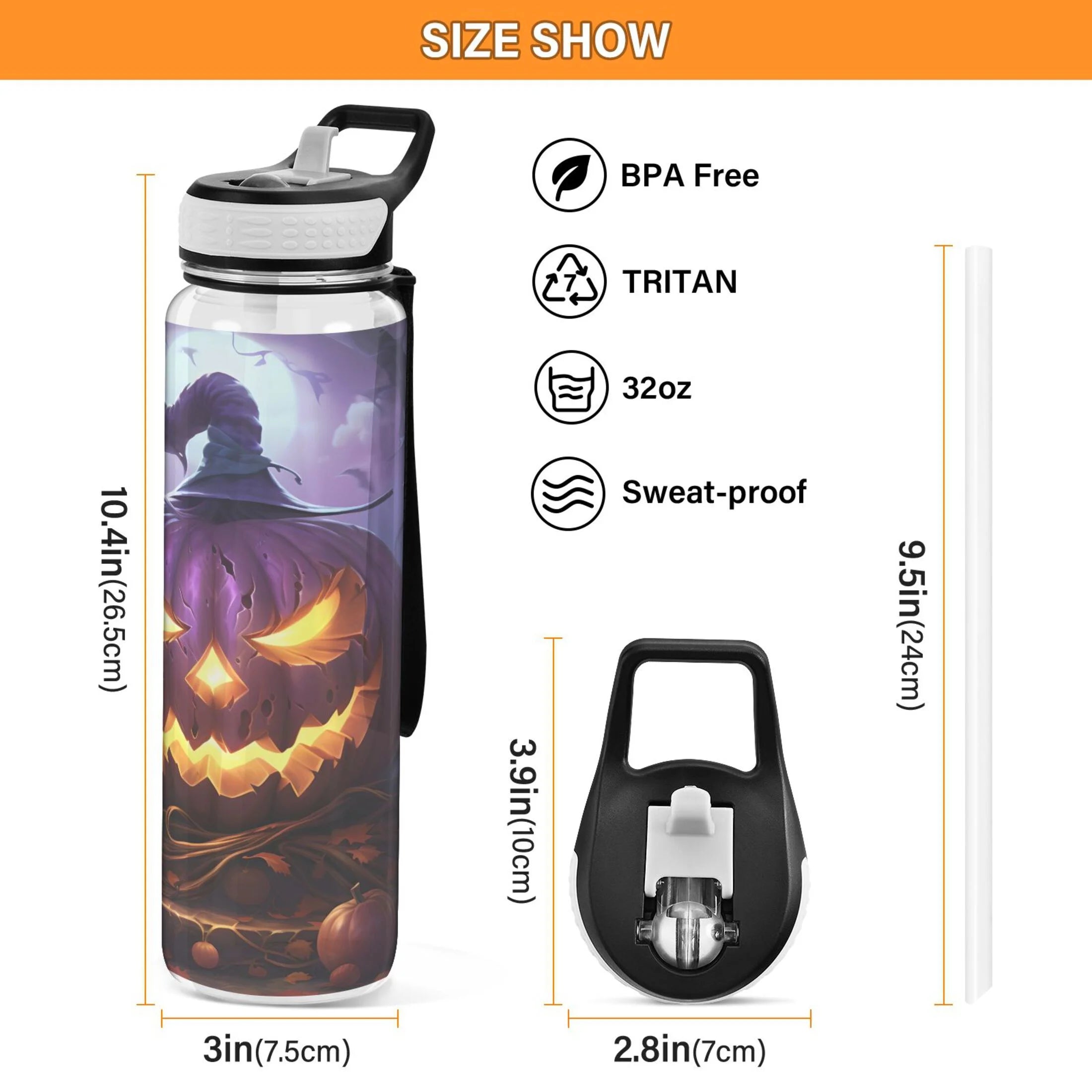 Clear 32oz Tritan Water Bottle with Straw F83228