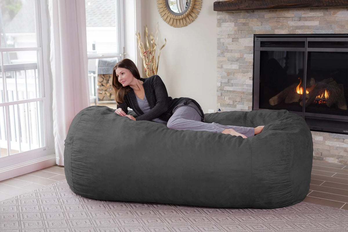 6 ft Gray Memory Foam Bean Bag Chair X616