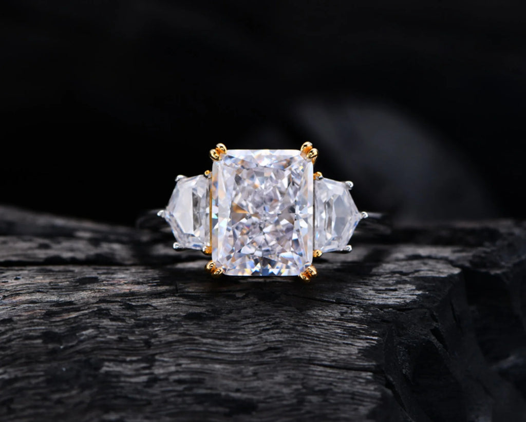S925 Sterling Silver Radiant Cut Engagement Ring Z815