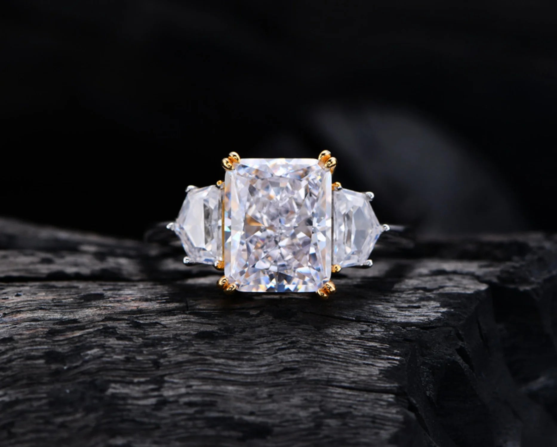 S925 Sterling Silver Radiant Cut Engagement Ring Z815