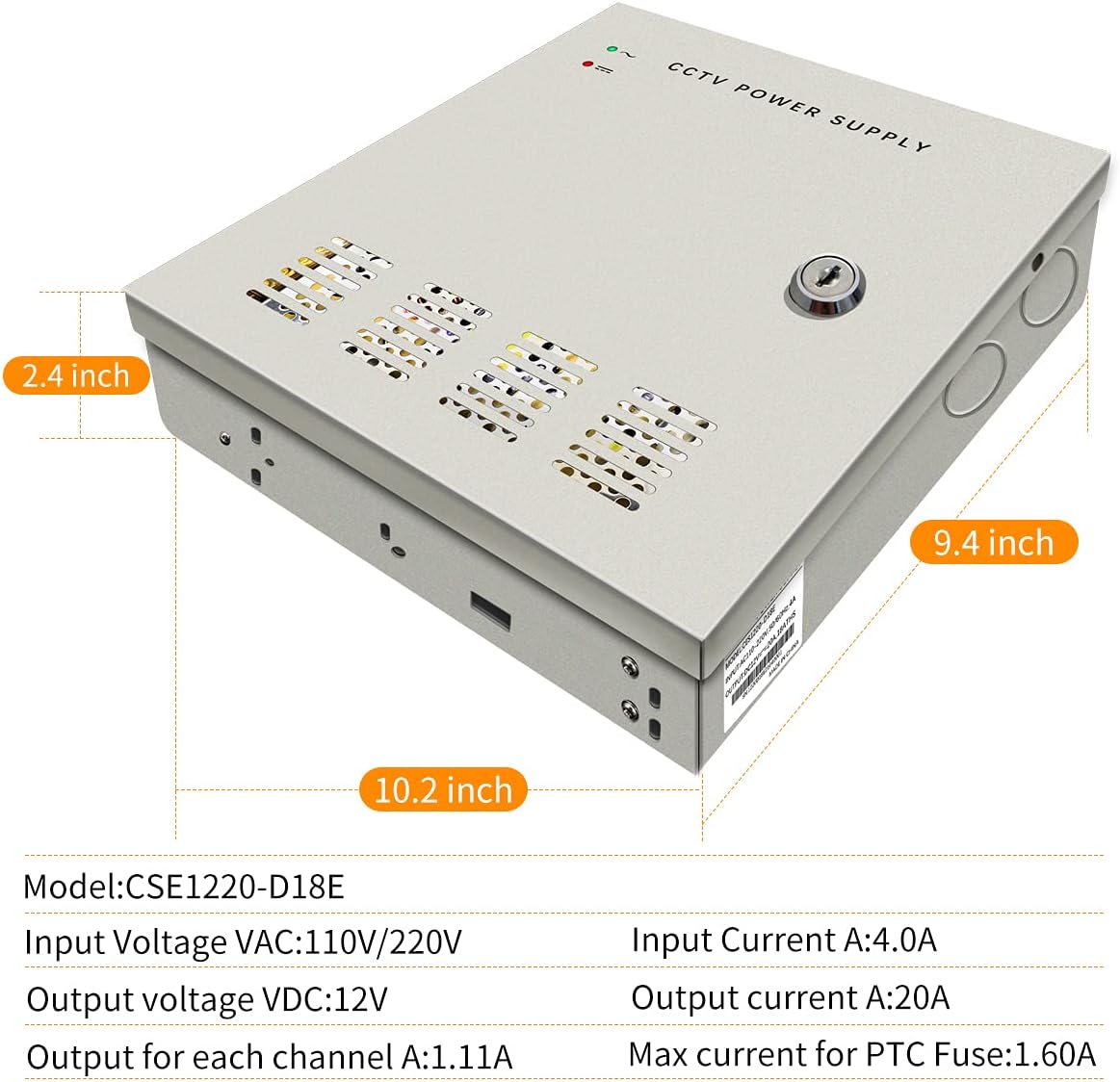 CCTV Power Supply 18 Channel 12V 20A L420
