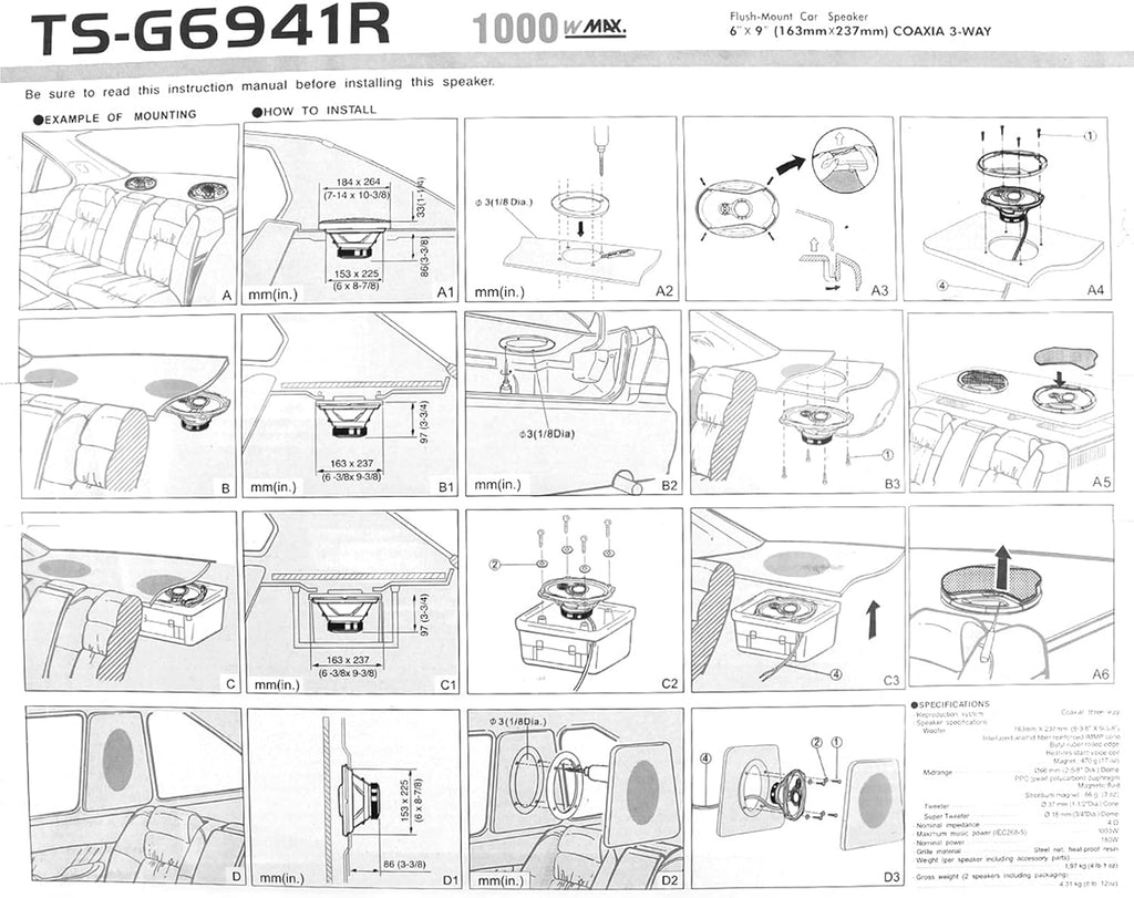 6''x 9'' 3-Way Coaxial Speakers (2 Pack) V163