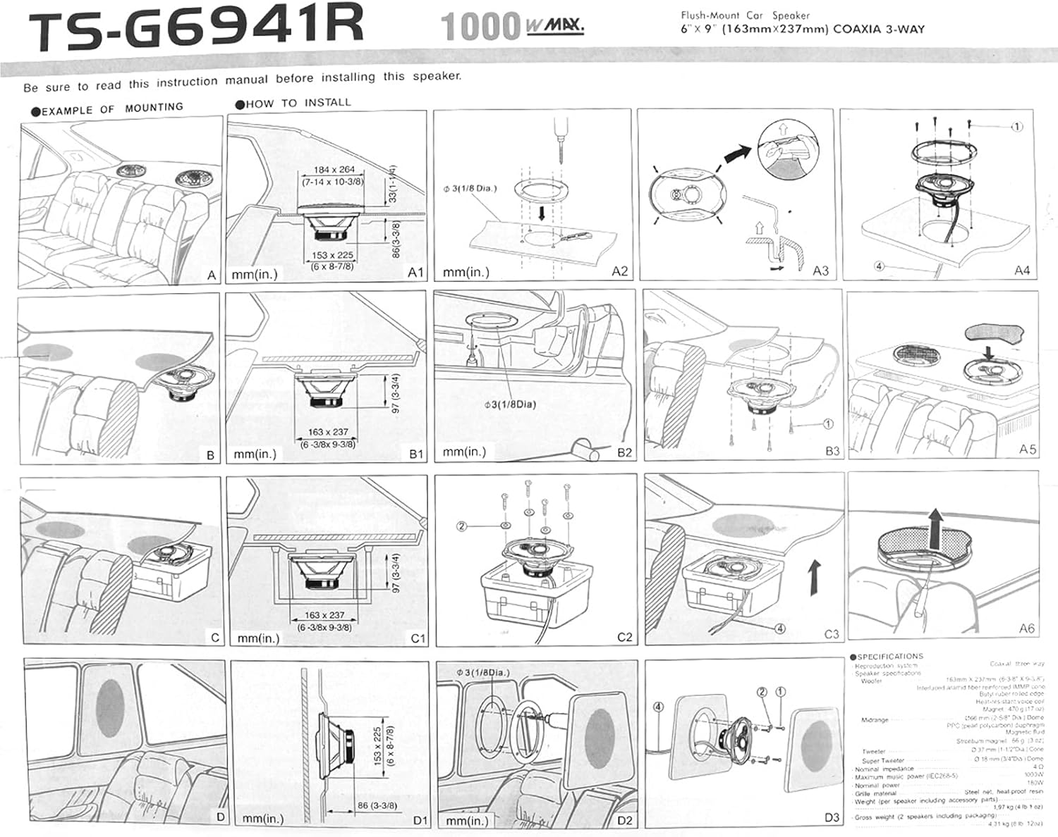 6''x 9'' 3-Way Coaxial Speakers (2 Pack) V163