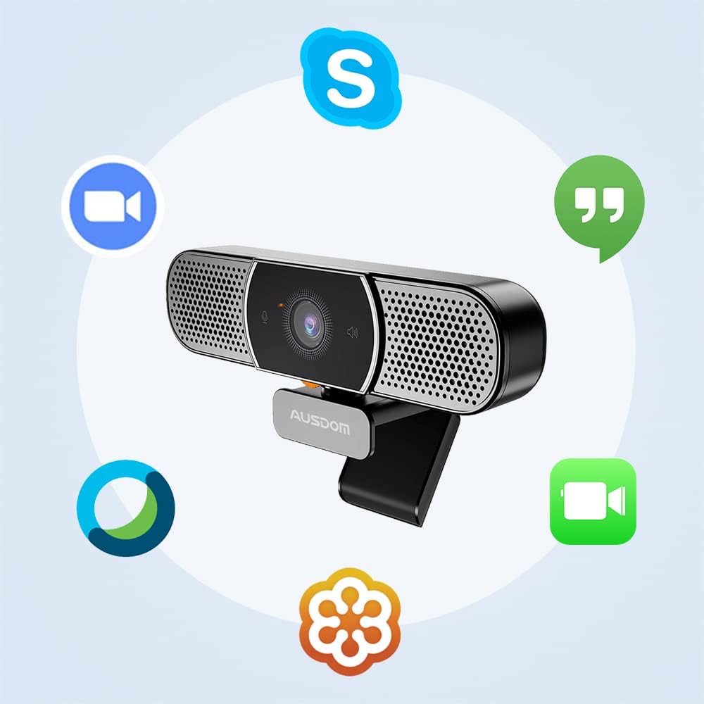 2K Webcam with Microphone and Speaker, Privacy Cover, USB Computer Camera, Pack of 2 O2614