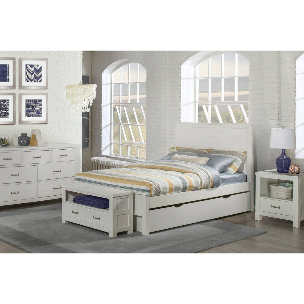 White Full Panel Bed with Trundle T66870