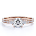 18K Rose Gold Plating Over Silver Three Stone Moissanite Engagement Ring F29530