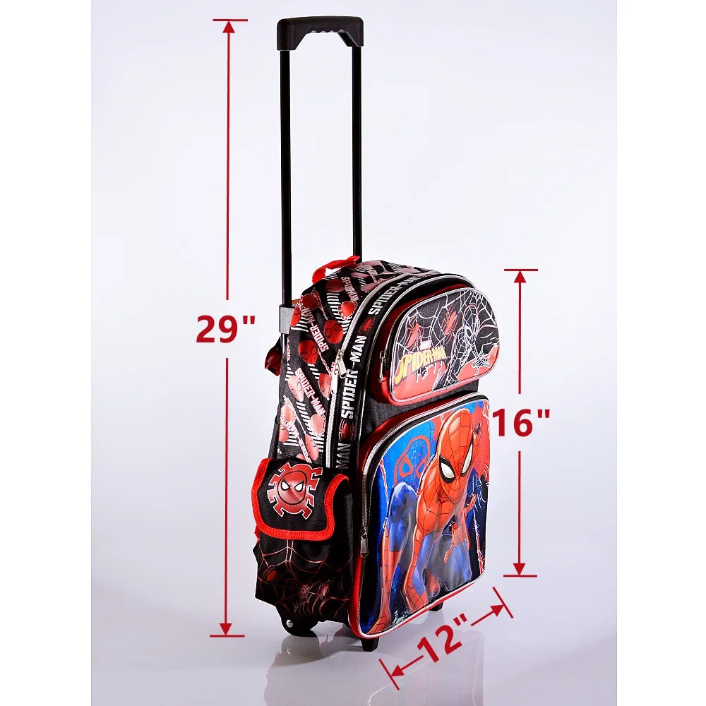 Black Red Blue Rolling School Backpack with Lunch Bag B379