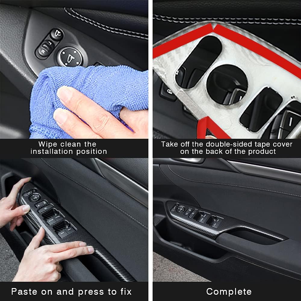 Carbon Fiber Print Armrest Panel Cover Trim for Civic Hatchback 2016-2020 K23506