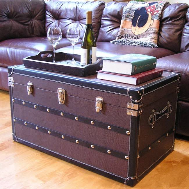 Large Wood Steamer Trunk Treasure Chest C421047