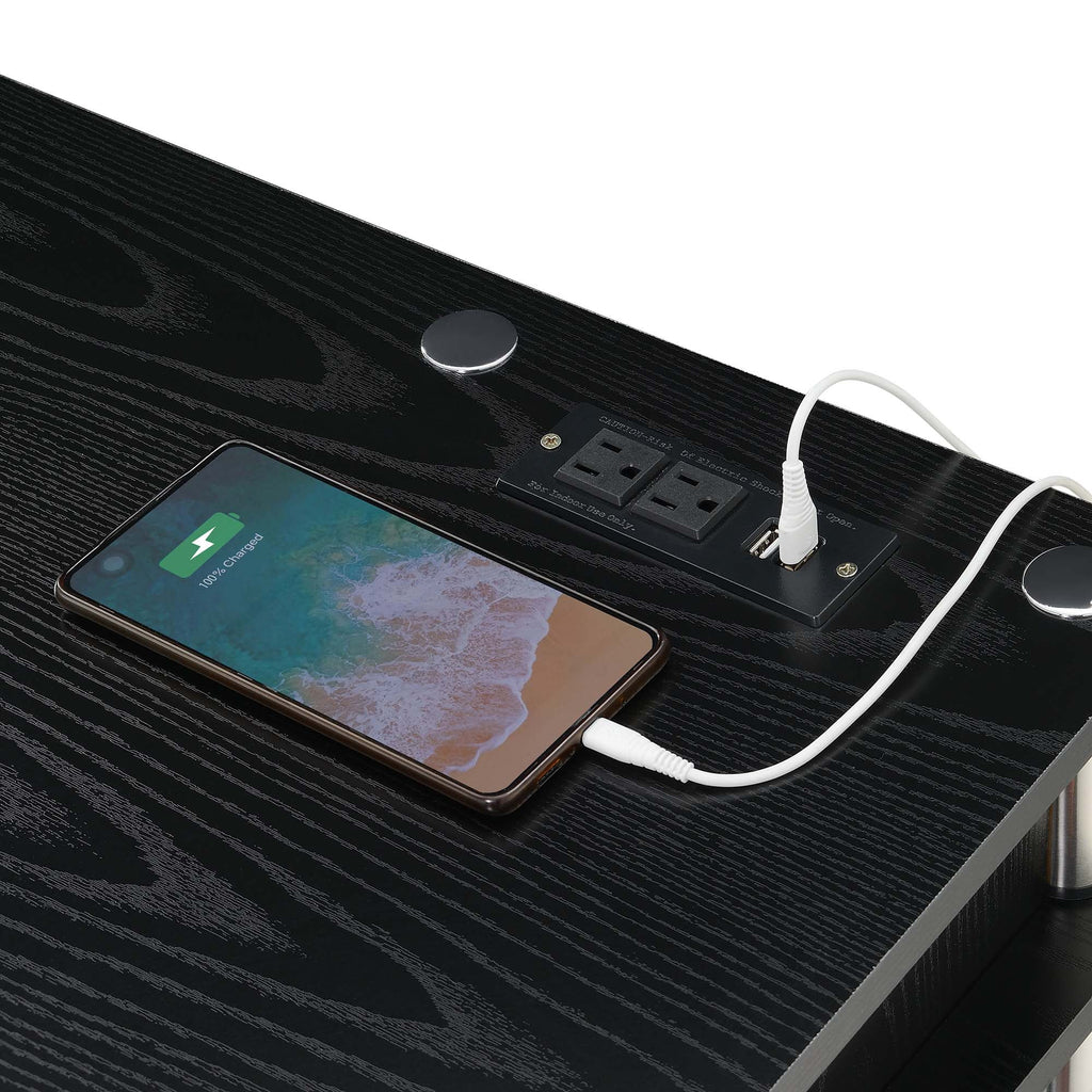 Black Student Desk with Charging Station and Shelves Y762