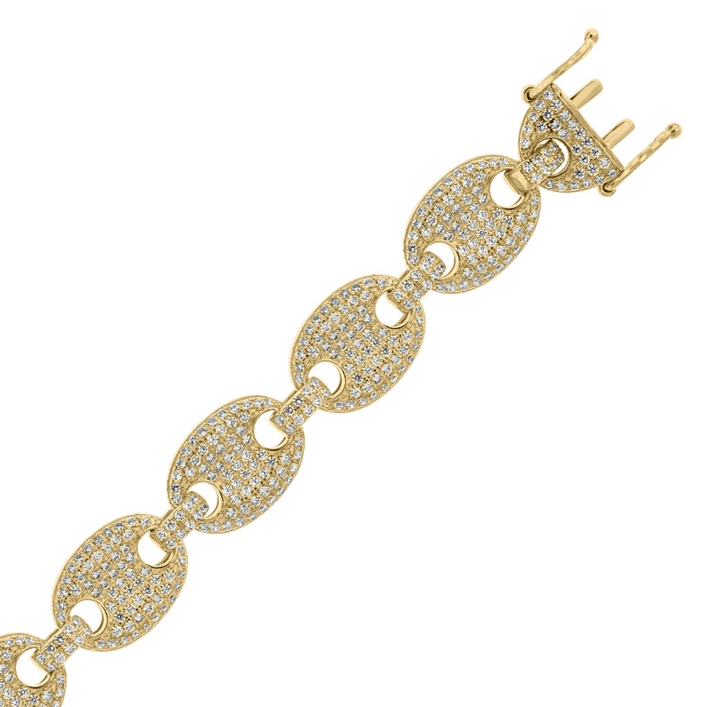 925 Sterling Silver Mens Yellow CZ Pave 28 Inch Mariner Link Chain Jewelry E15111