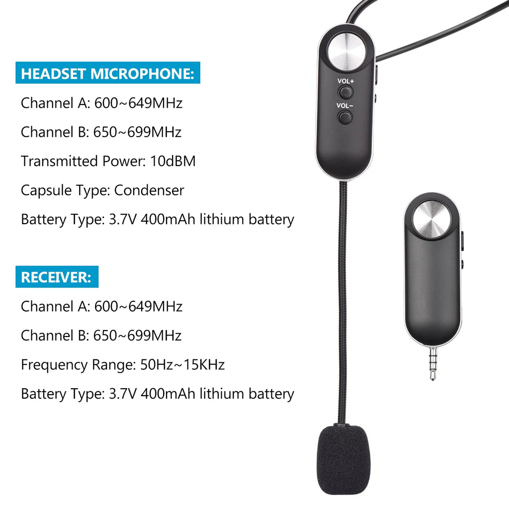 UHF Wireless Headset Microphone Set with 6.35mm Receiver W513