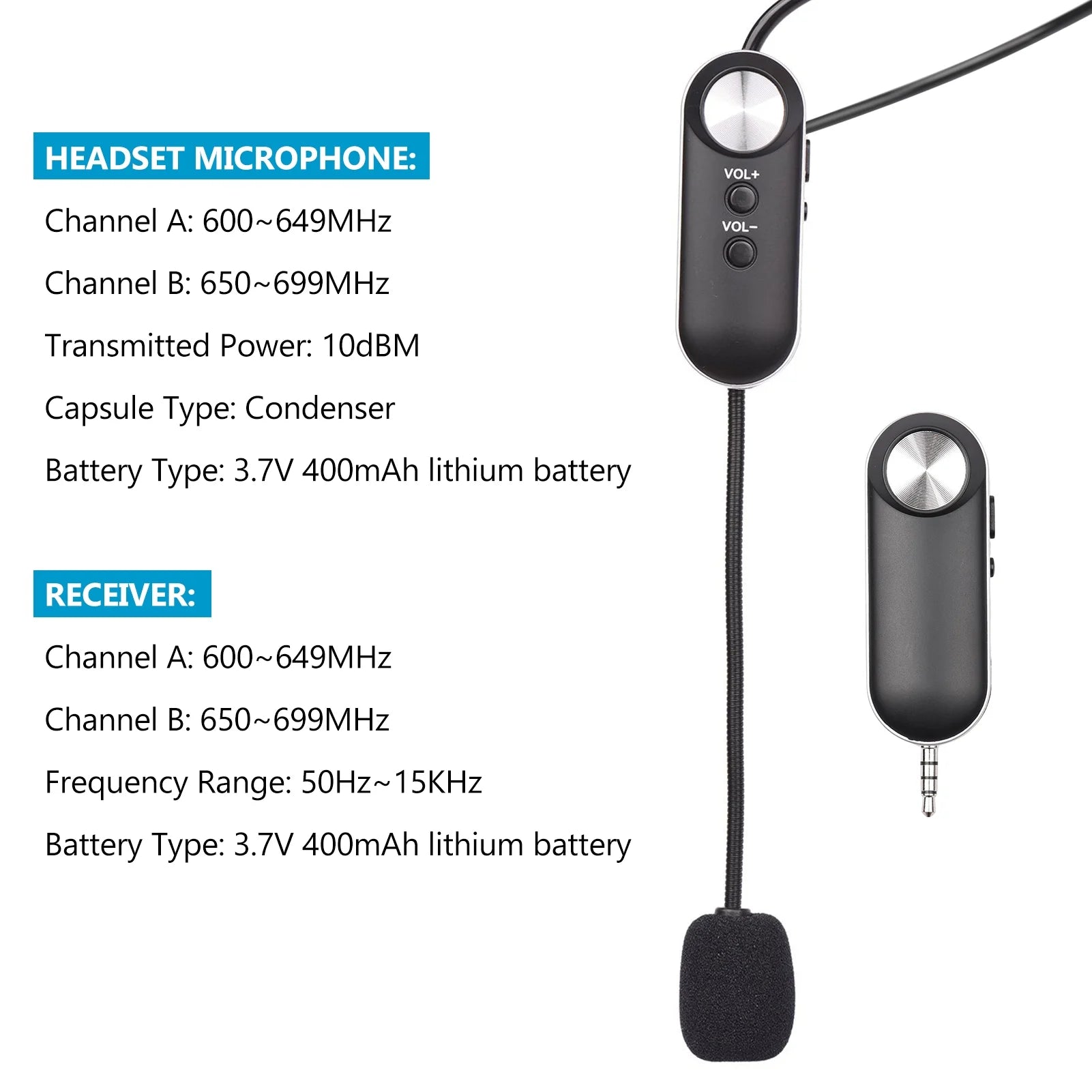 UHF Wireless Headset Microphone Set with 6.35mm Receiver W513