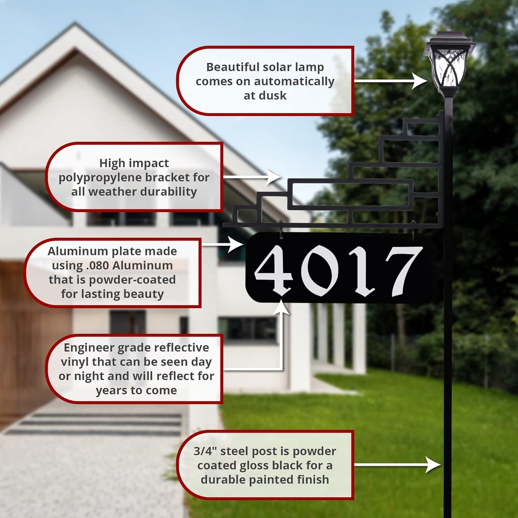 Reflective Address Sign with Solar Light (47 Pole) R383485