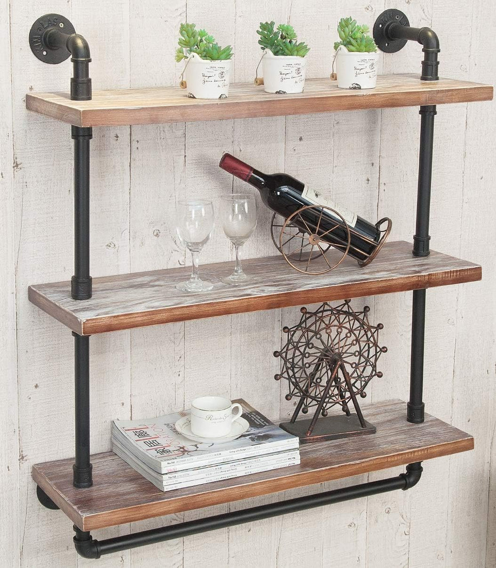 Industrial Retro Wall Mounted Iron Water Pipe Shelf X611846