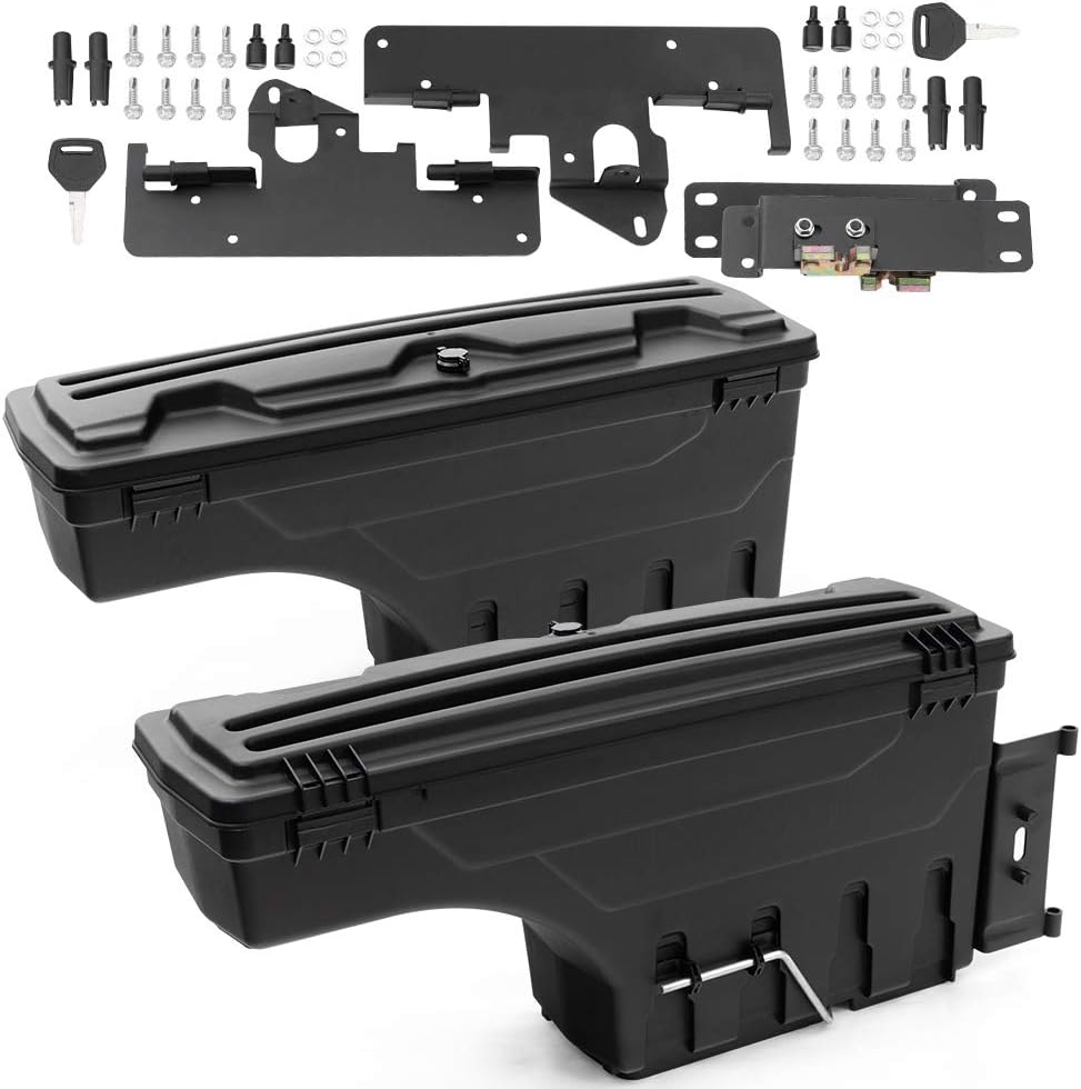 Truck Bed Storage Toolbox, Lockable Swing Case, Black, 2Pcs U665
