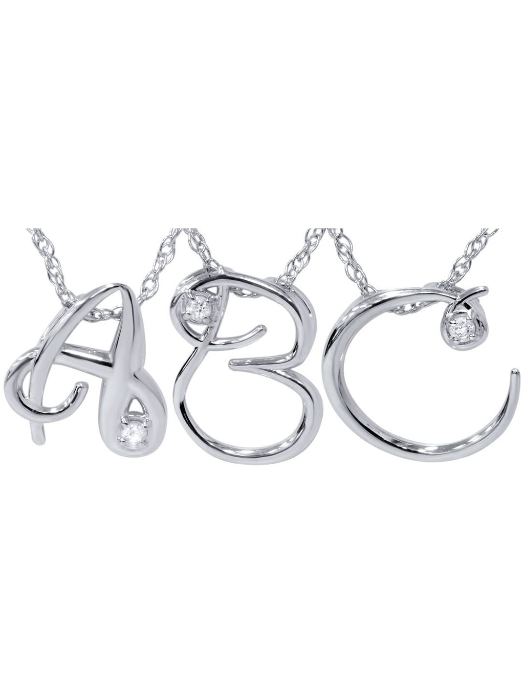 Natural Diamond Petite Initial Pendant 10K White Gold L2145