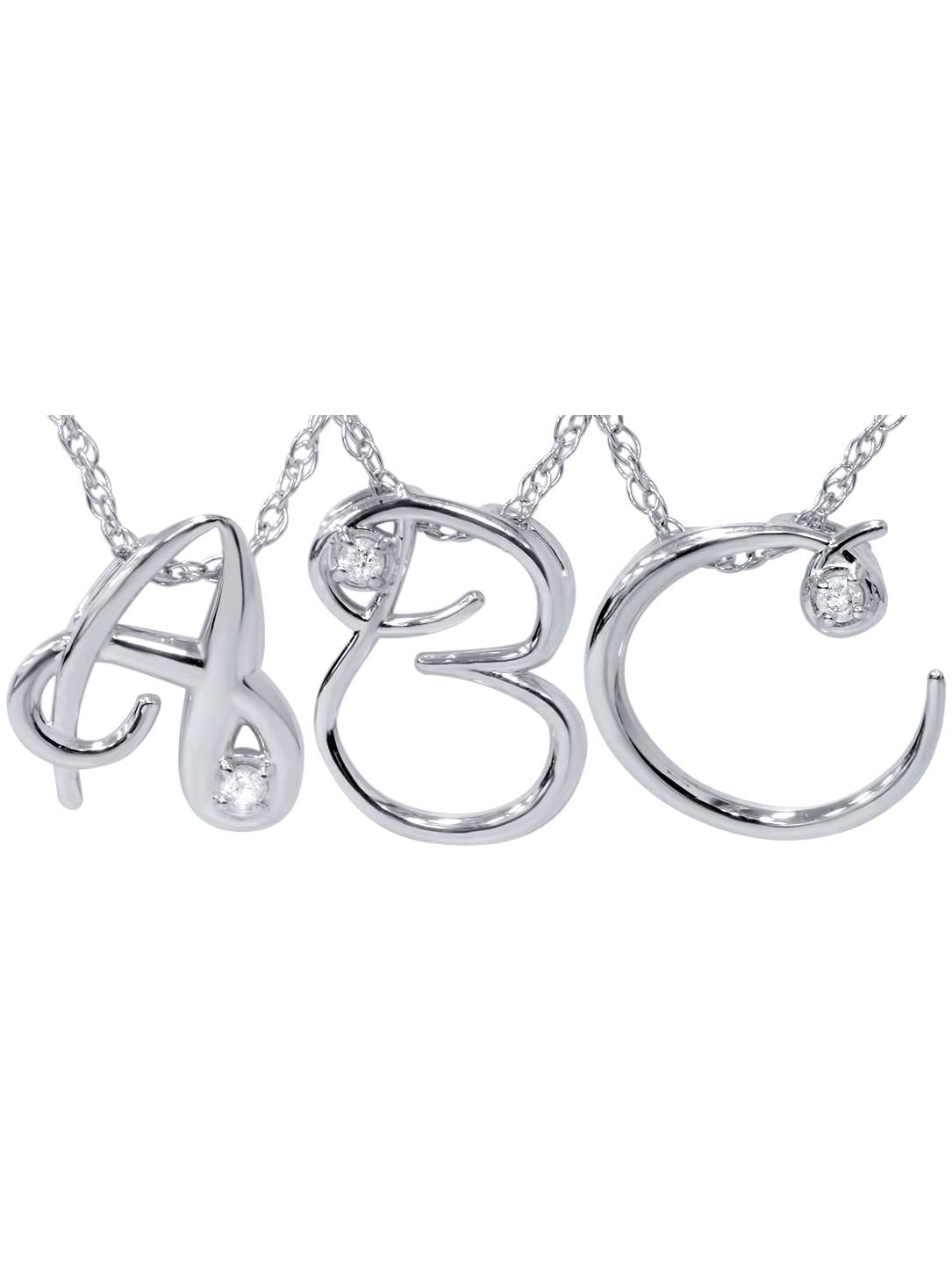 Natural Diamond Petite Initial Pendant 10K White Gold L2145