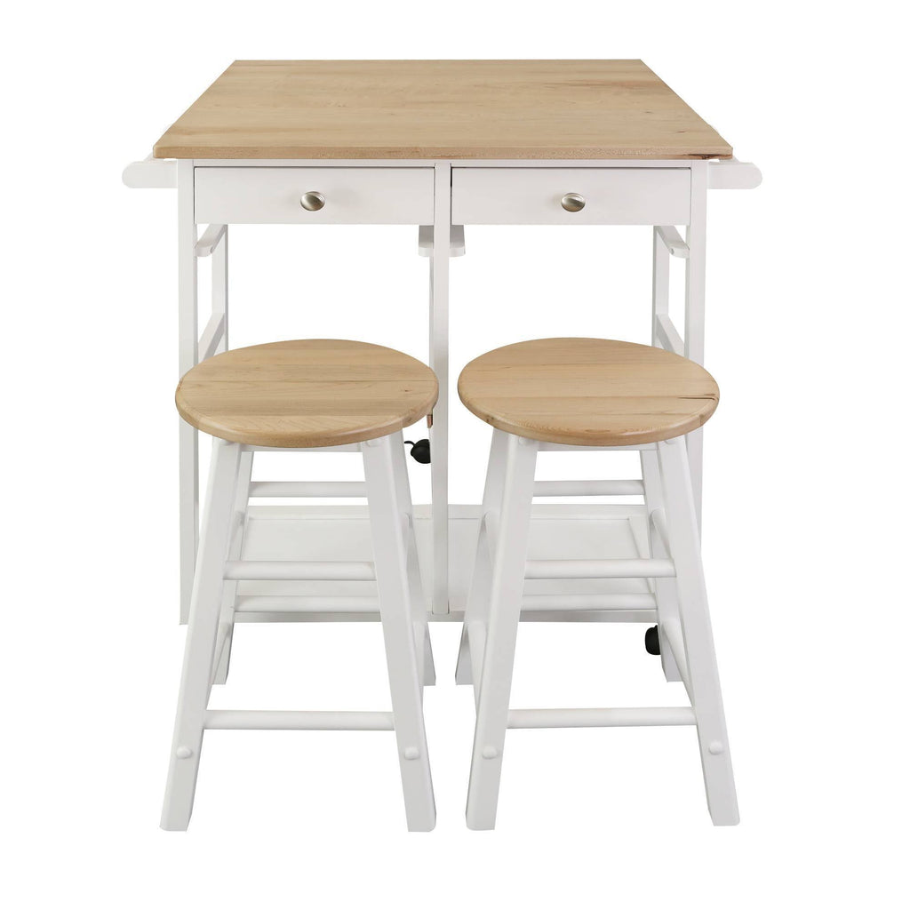 American Maple Drop Leaf Table Top Breakfast Cart Natural White T4856