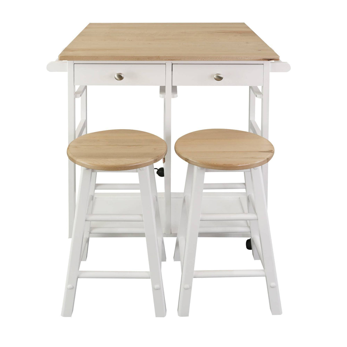 American Maple Drop Leaf Table Top Breakfast Cart Natural White T4856