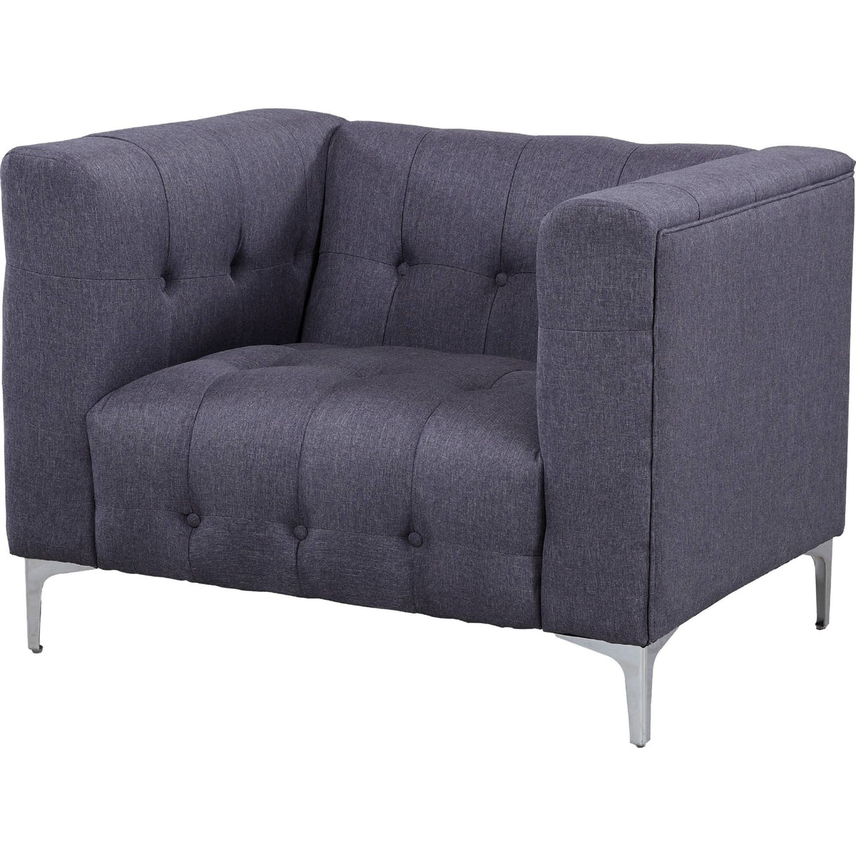 Grey Fabric Tufted Club Chair F7744