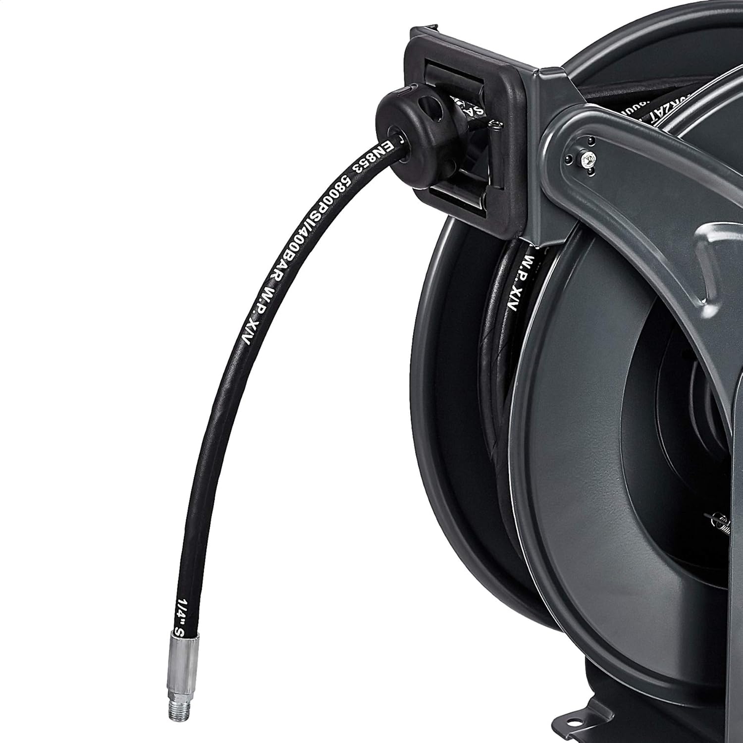 Retractable Heavy Duty Grease Hose Reel 1/4" x 50' High Pressure Hose 5800 PSI R802153