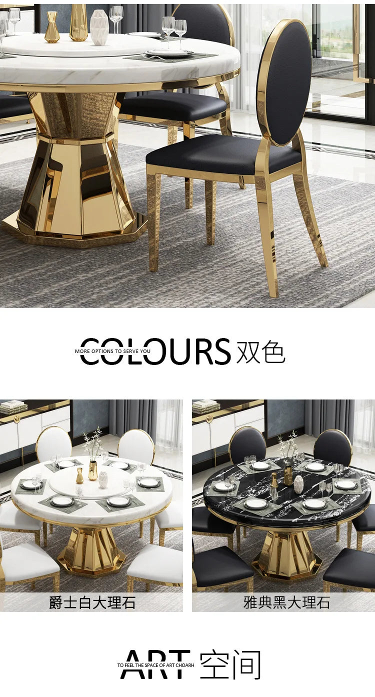 Marble Round Table with Turntable X196889