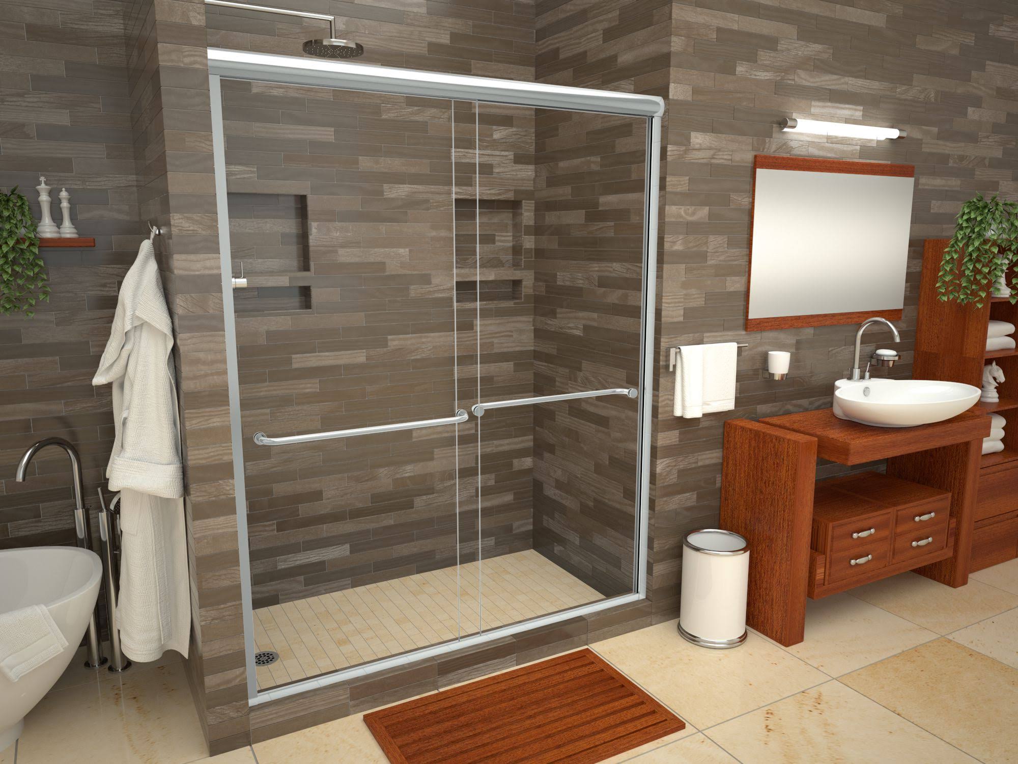 Black Single Curb Shower Pan with Left Drain J201
