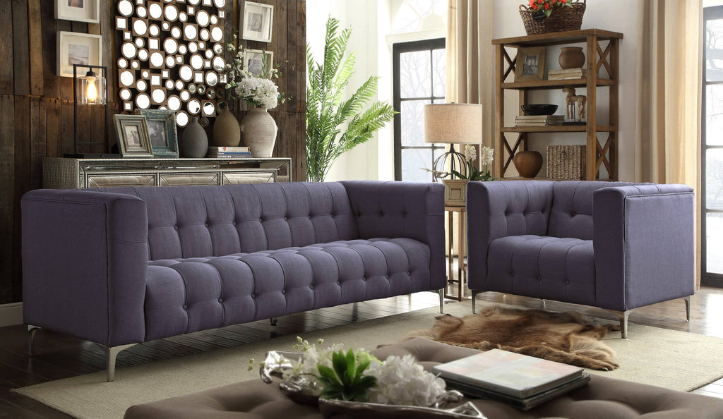 Grey Fabric Tufted Club Chair F7744