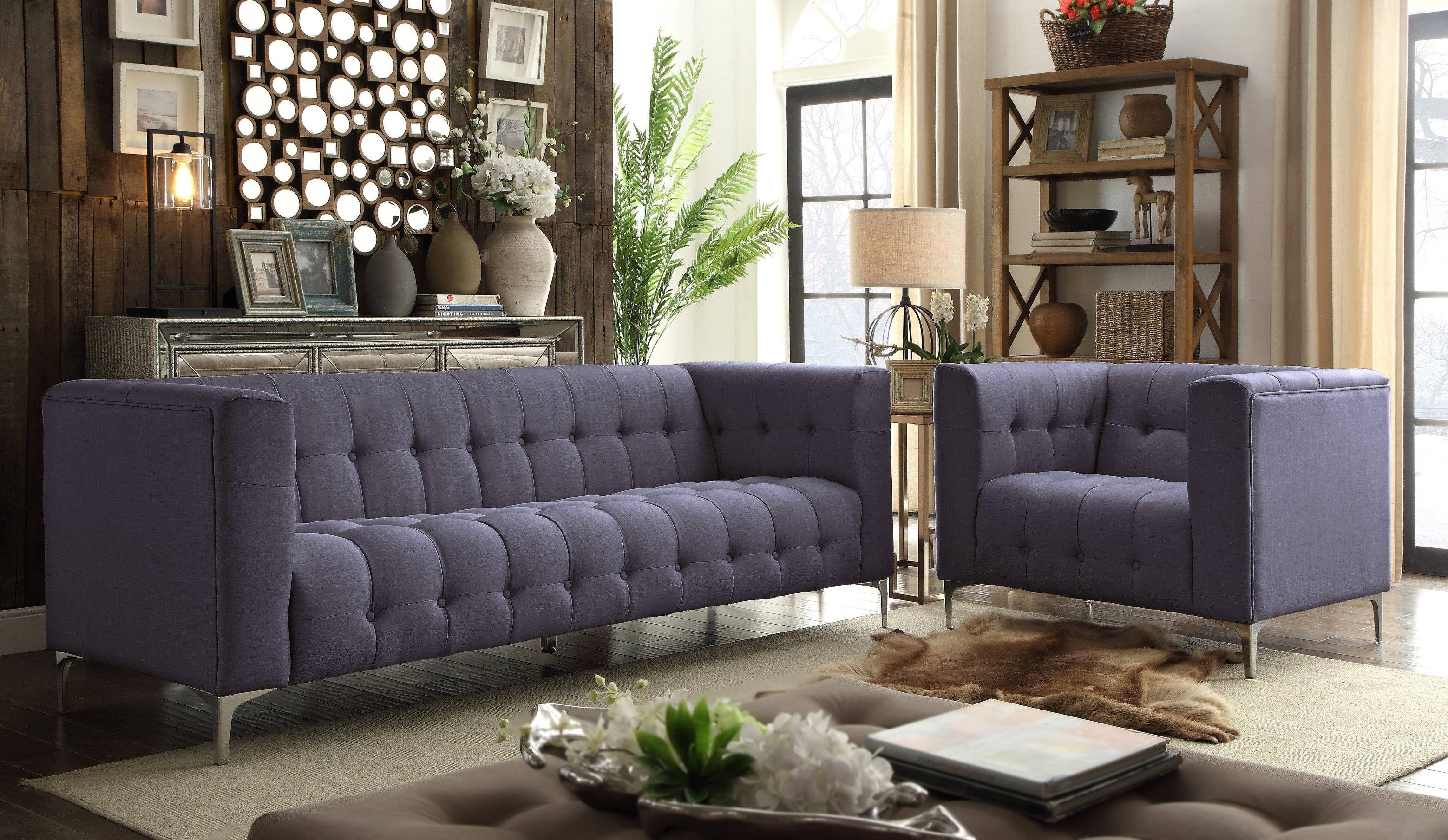 Grey Fabric Tufted Club Chair F7744