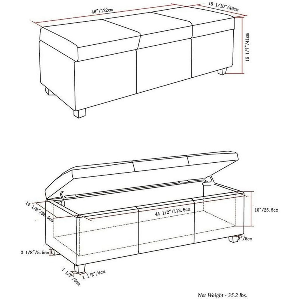 Solid Wood Storage Bench in Cloud Gray G34628