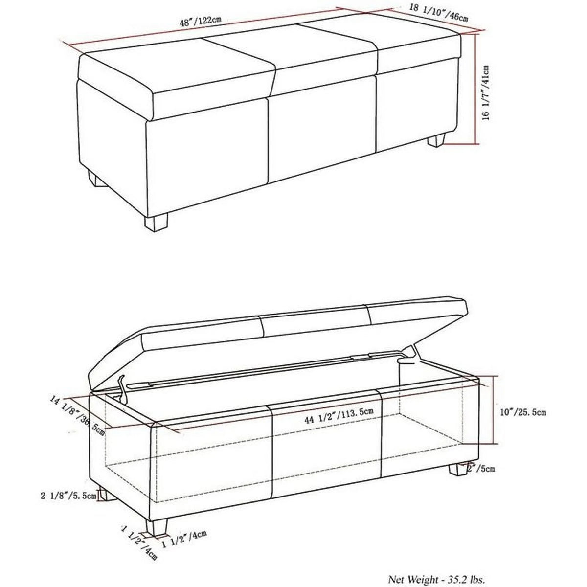 Solid Wood Storage Bench in Cloud Gray G34628