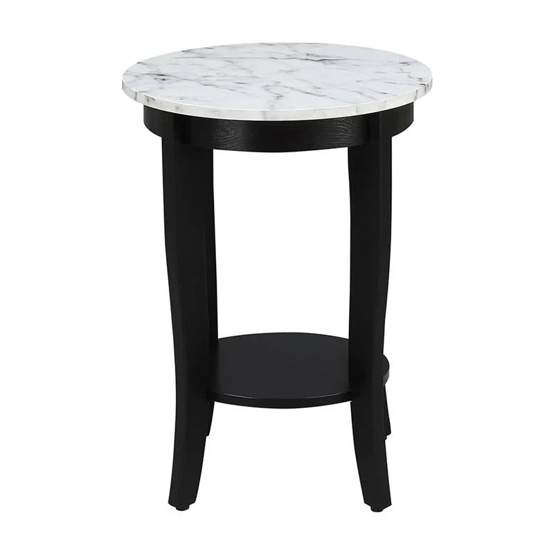White Faux Marble Round End Table G83874