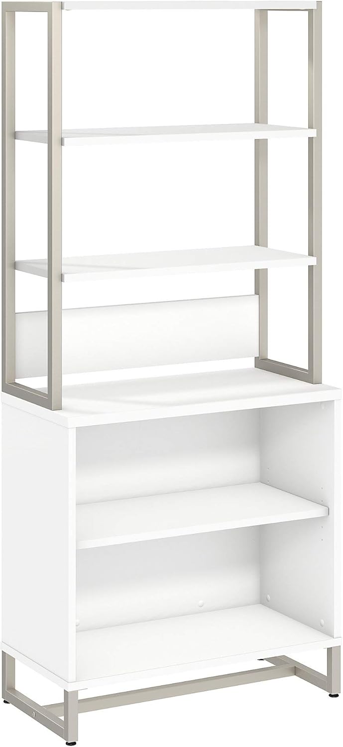White Bookcase with Hutch E2830