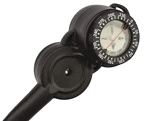Black/Red Console 3 Pressure Gauge with Depth & Compass G83782