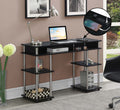 Black Student Desk with Charging Station and Shelves Y762