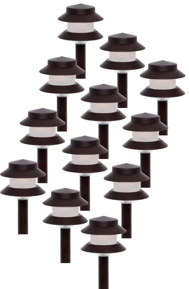 35 Lumen 2-Tier Low Voltage Path Light 12 Pack Dark Brown F7641
