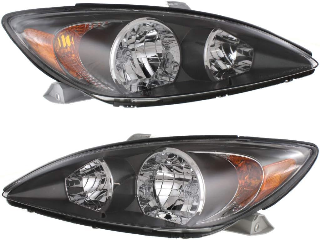 Black Pair Headlight Assembly for Toyota Camry 2002-2004 SE Model E512