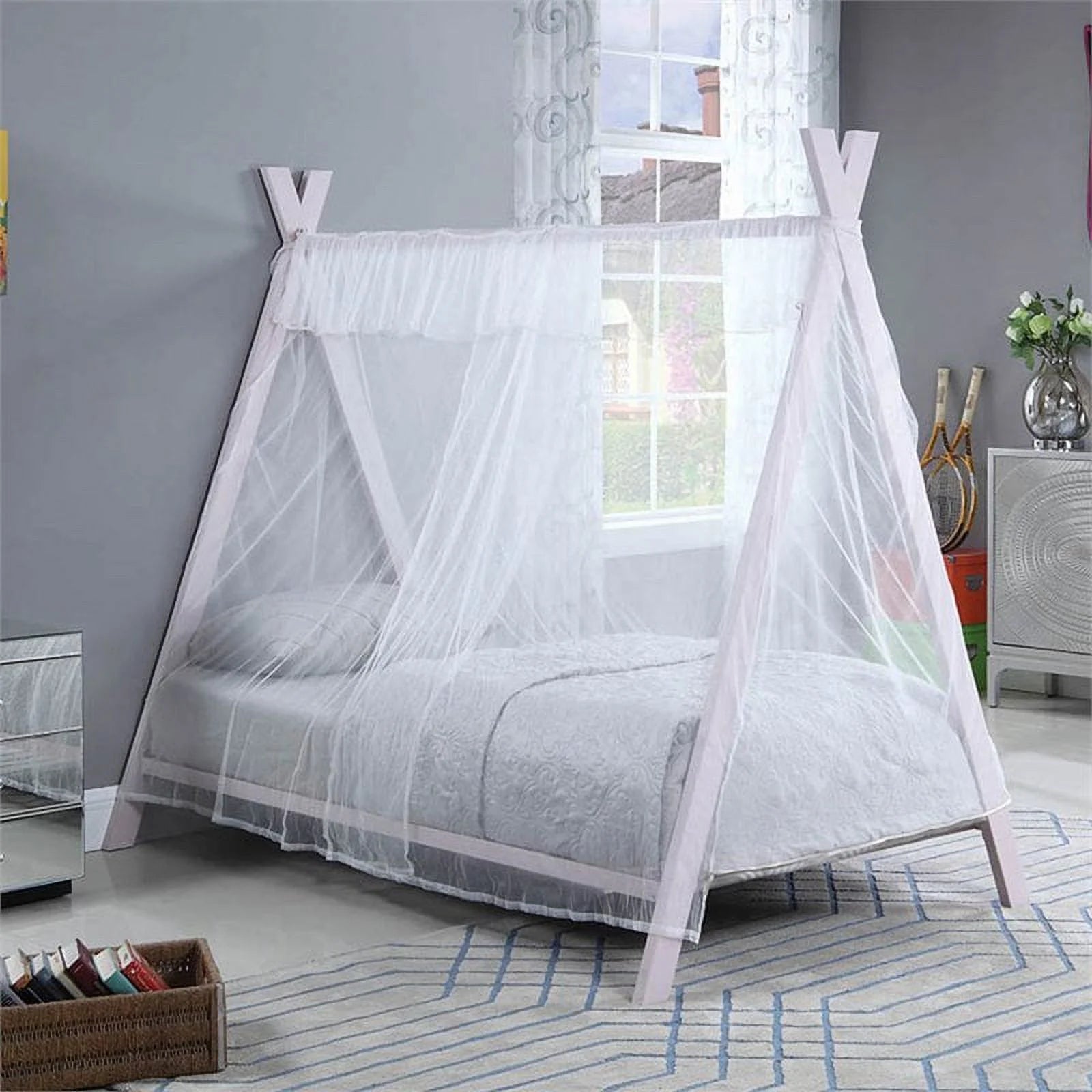 Twin Metal Tent Bed Pink A6849