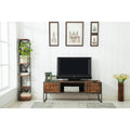 Natural Wood and Metal Media Console L604