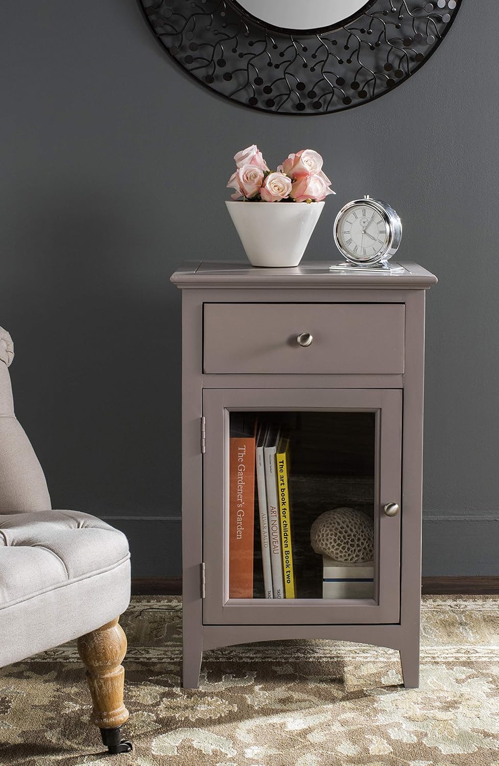 French Grey End Table V3538